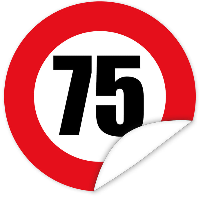 Aufkleber-Zahl-75-Motiv-Verkehrsschild