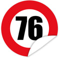 Aufkleber-Zahl-76-Motiv-Verkehrsschild