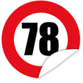 Aufkleber-Zahl-78-Motiv-Verkehrsschild