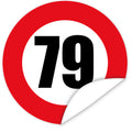 Aufkleber-Zahl-79-Motiv-Verkehrsschild