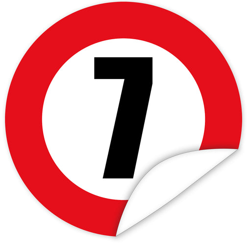 Aufkleber-Zahl-7-Motiv-Verkehrsschild