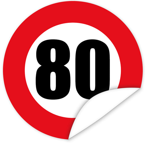 Aufkleber-Zahl-80-Motiv-Verkehrsschild