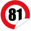 Aufkleber-Zahl-81-Motiv-Verkehrsschild