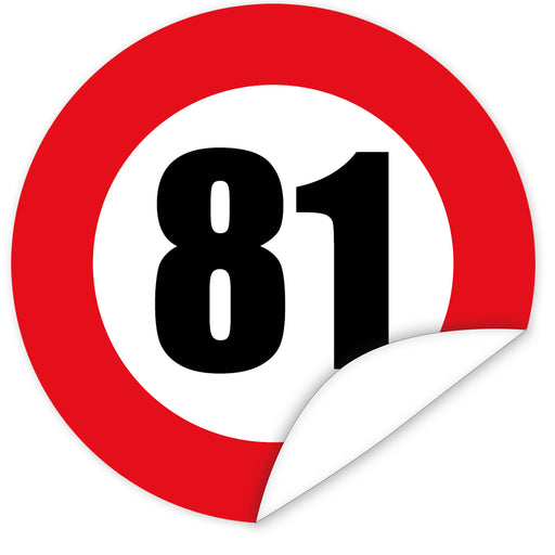 Aufkleber-Zahl-81-Motiv-Verkehrsschild