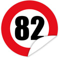 Aufkleber-Zahl-82-Motiv-Verkehrsschild