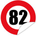Aufkleber-Zahl-82-Motiv-Verkehrsschild