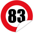Aufkleber-Zahl-83-Motiv-Verkehrsschild