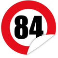 Aufkleber-Zahl-84-Motiv-Verkehrsschild