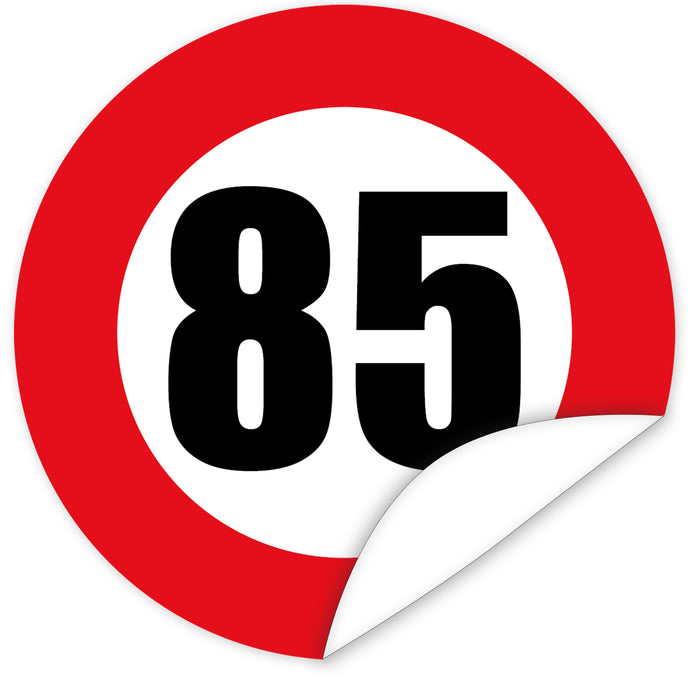 Aufkleber-Zahl-85-Motiv-Verkehrsschild