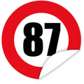Aufkleber-Zahl-87-Motiv-Verkehrsschild