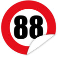 Aufkleber-Zahl-88-Motiv-Verkehrsschild