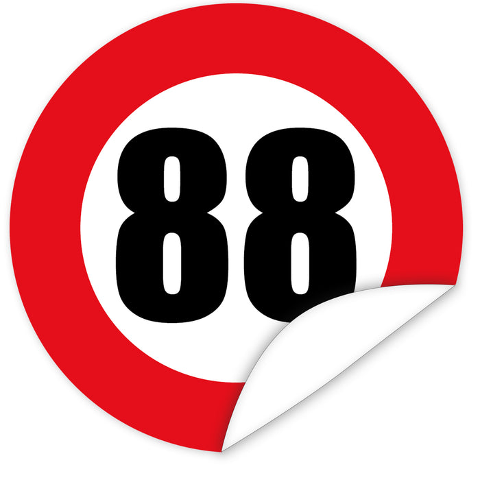 Aufkleber-Zahl-88-Motiv-Verkehrsschild