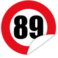 Aufkleber-Zahl-89-Motiv-Verkehrsschild