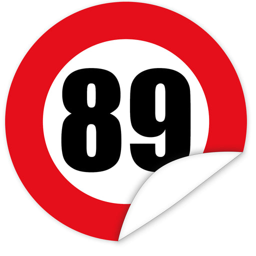 Aufkleber-Zahl-89-Motiv-Verkehrsschild