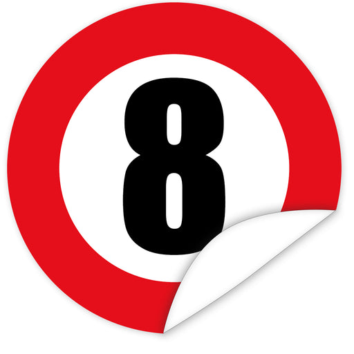 Aufkleber-Zahl-8-Motiv-Verkehrsschild