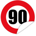 Aufkleber-Zahl-90-Motiv-Verkehrsschild