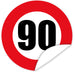 Aufkleber-Zahl-90-Motiv-Verkehrsschild