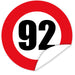 Aufkleber-Zahl-92-Motiv-Verkehrsschild