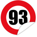 Aufkleber-Zahl-93-Motiv-Verkehrsschild
