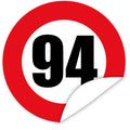 Aufkleber-Zahl-94-Motiv-Verkehrsschild