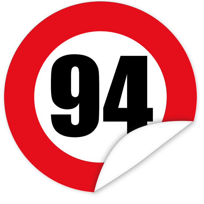 Aufkleber-Zahl-94-Motiv-Verkehrsschild