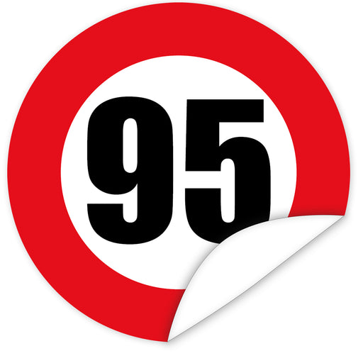 Aufkleber-Zahl-95-Motiv-Verkehrsschild