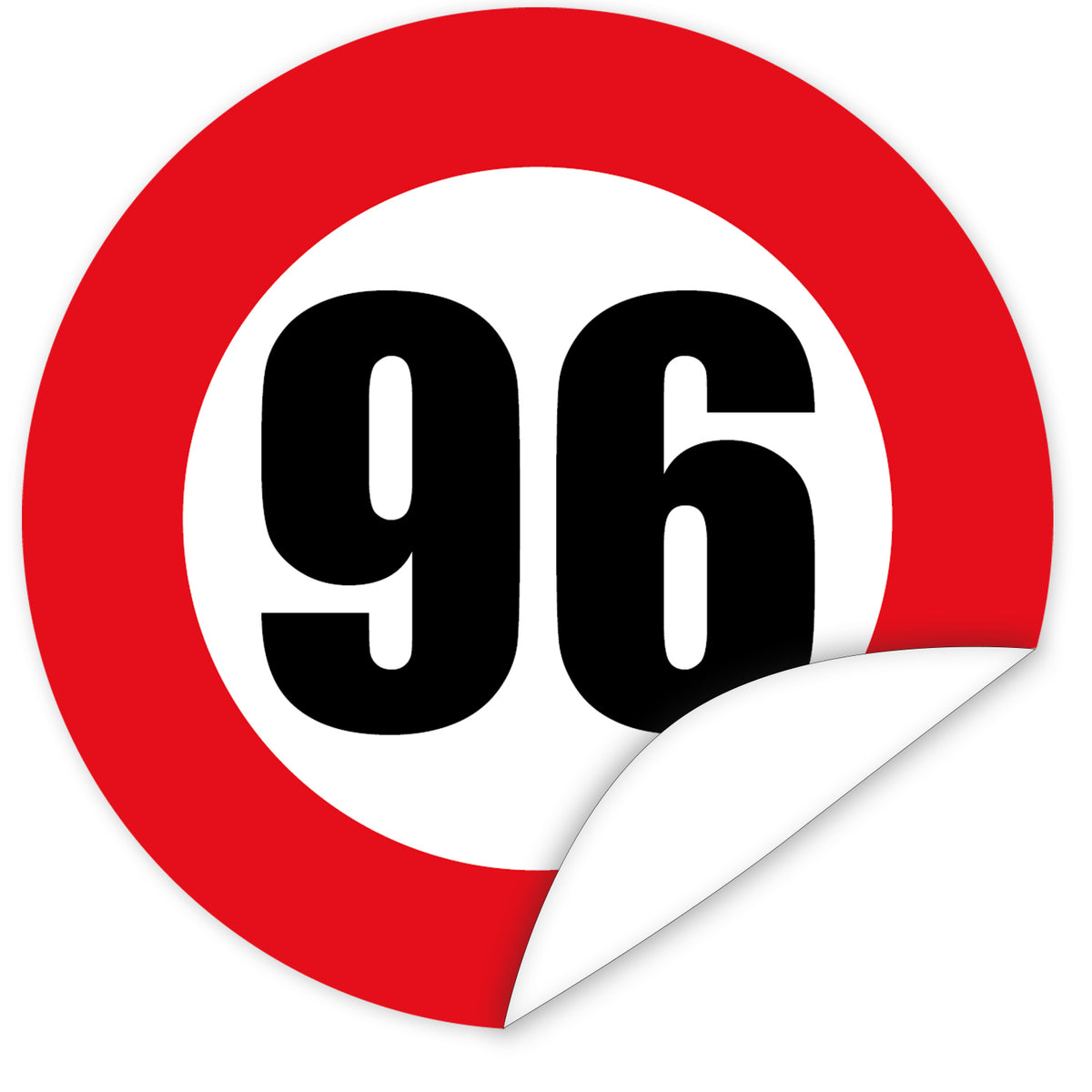 Zahl 96 - Verkehrsschild-Motivsticker I rund ⌀ 7 cm I Zeitloser Geburt ...