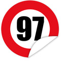 Aufkleber-Zahl-97-Motiv-Verkehrsschild