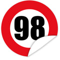 Aufkleber-Zahl-98-Motiv-Verkehrsschild