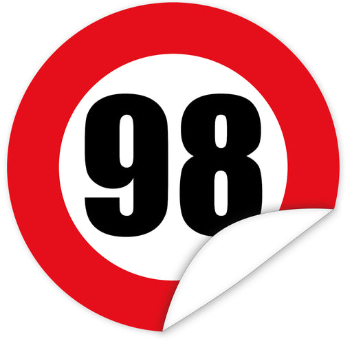 Aufkleber-Zahl-98-Motiv-Verkehrsschild