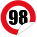 Aufkleber-Zahl-98-Motiv-Verkehrsschild