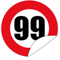 Aufkleber-Zahl-99-Motiv-Verkehrsschild