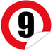 Aufkleber-Zahl-9-Motiv-Verkehrsschild