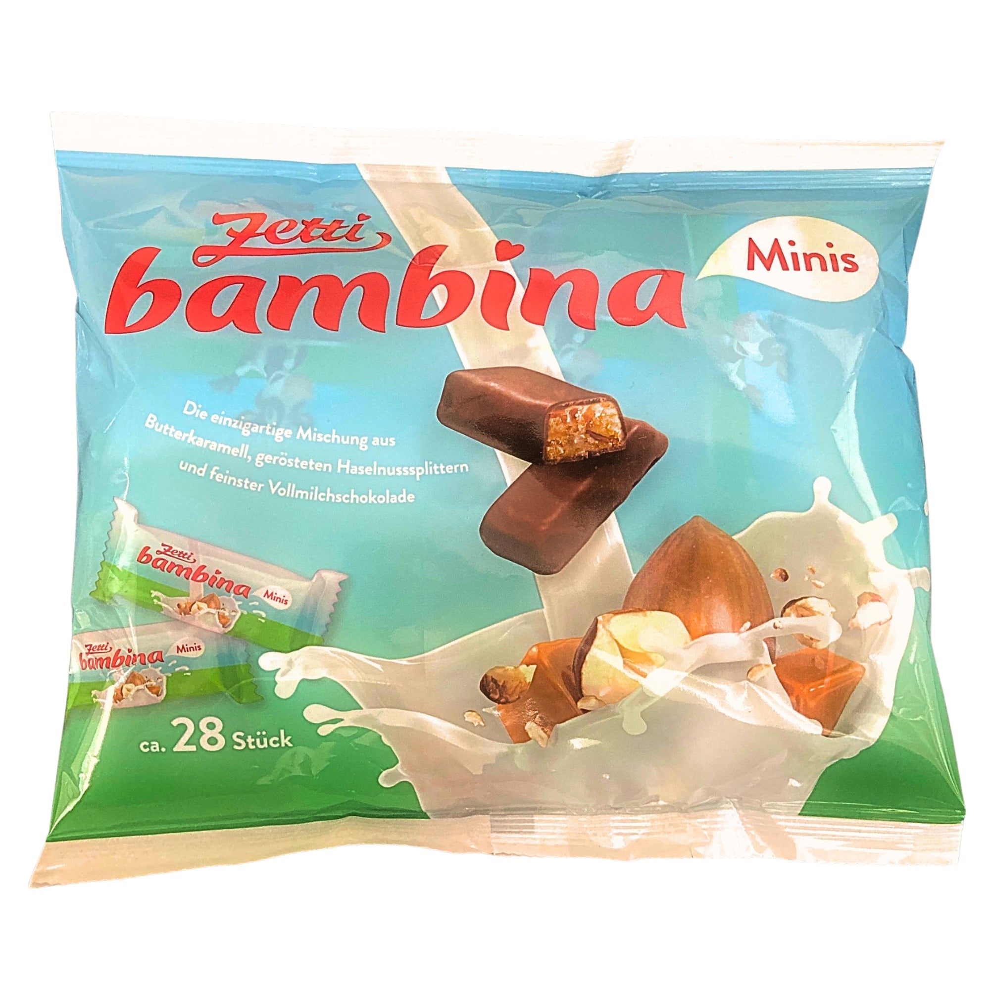 Zetti Bambina Vollmilchschokolade - Minis mit einer Füllung aus gerösteten Haselnuss, Vollmilch & Butterkaramell 200g