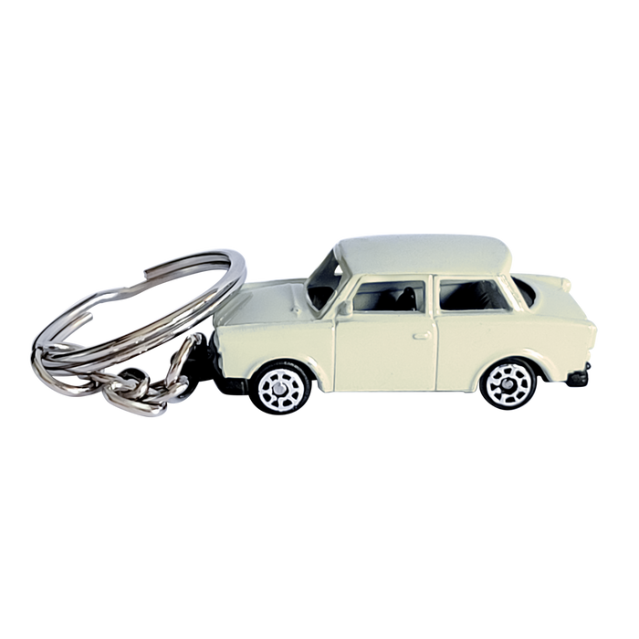 Weißer Trabi-Schlüsselanhänger - Ostalgie-Kult immer dabei