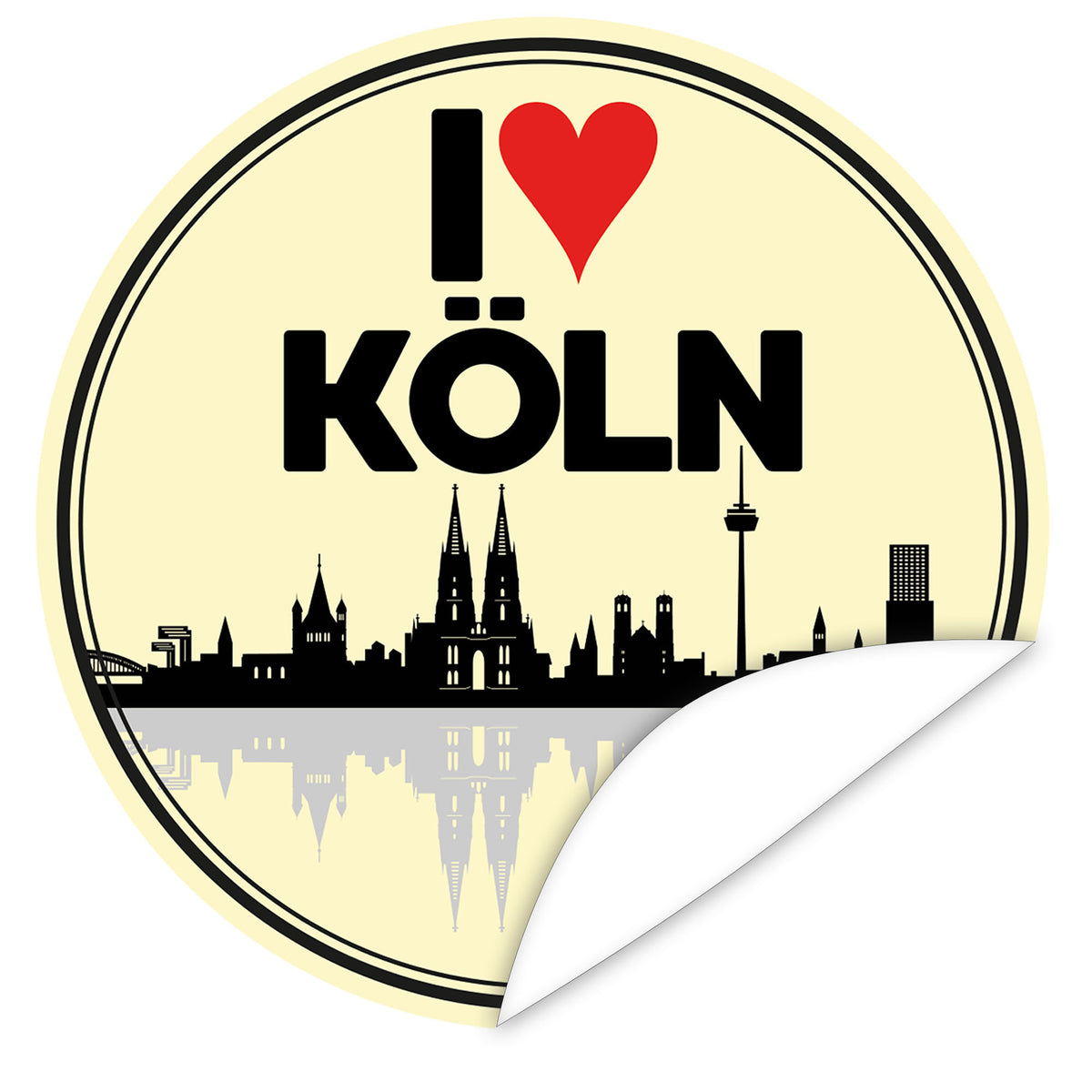 I love Köln - Sticker I rund ⌀ 7 cm I Dekorativer Städte-Aufkleber ...