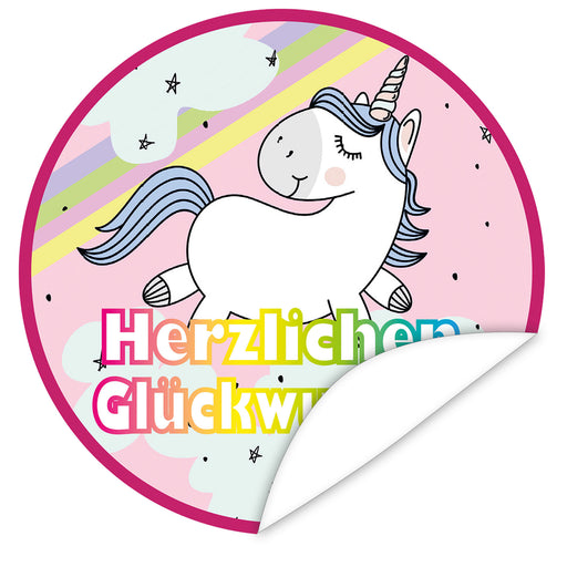 Aufkleber-Herzlichen-Glueckwunsch-Einhorn