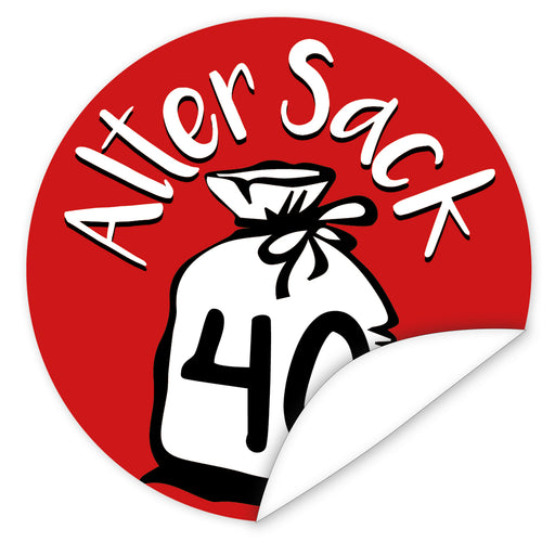 Aufkleber-Alter-Sack-40-roter-Aufkleber-weisse-Schrift-und-Sack