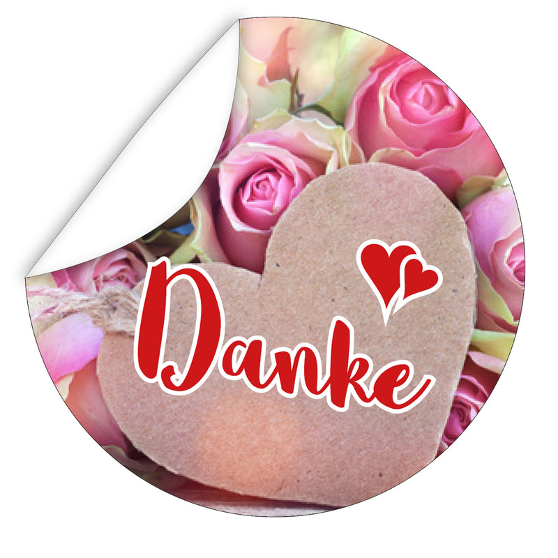 Aufkleber-Danke-Rosen-Bild