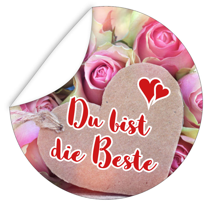 Aufkleber-Du-bist-die-Beste-Rosen-Bild