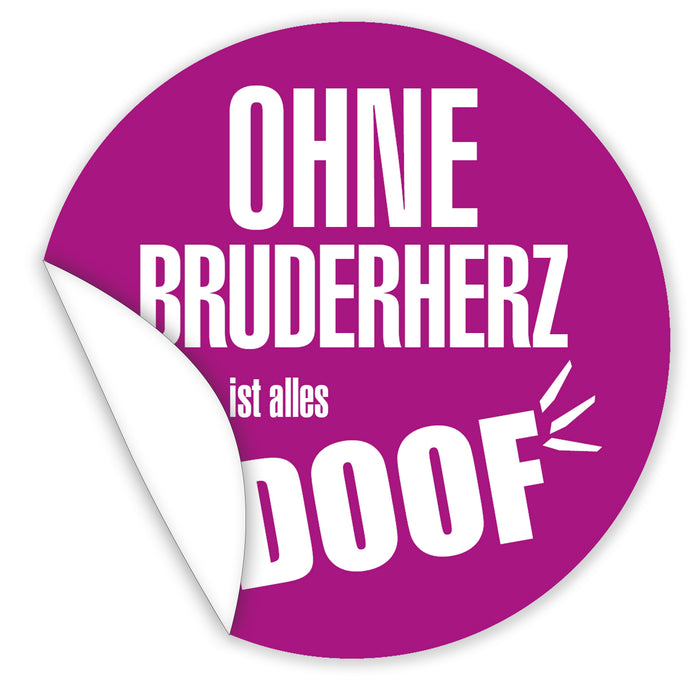 Aufkleber-Ohne-Bruderherz-ist-alles-doof-lila-mit-weisser-Schrift
