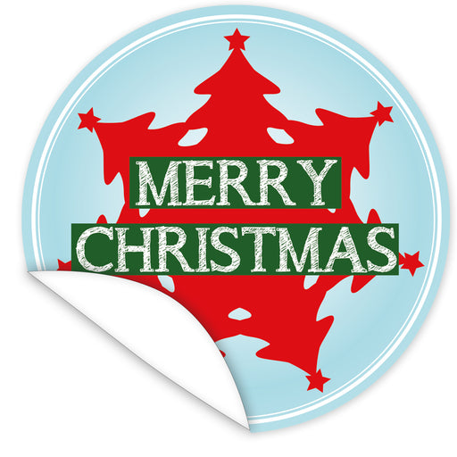 Aufkleber-Frohe-Weihnachten-Baum-blau-mit-Baum-Kaleidoskop