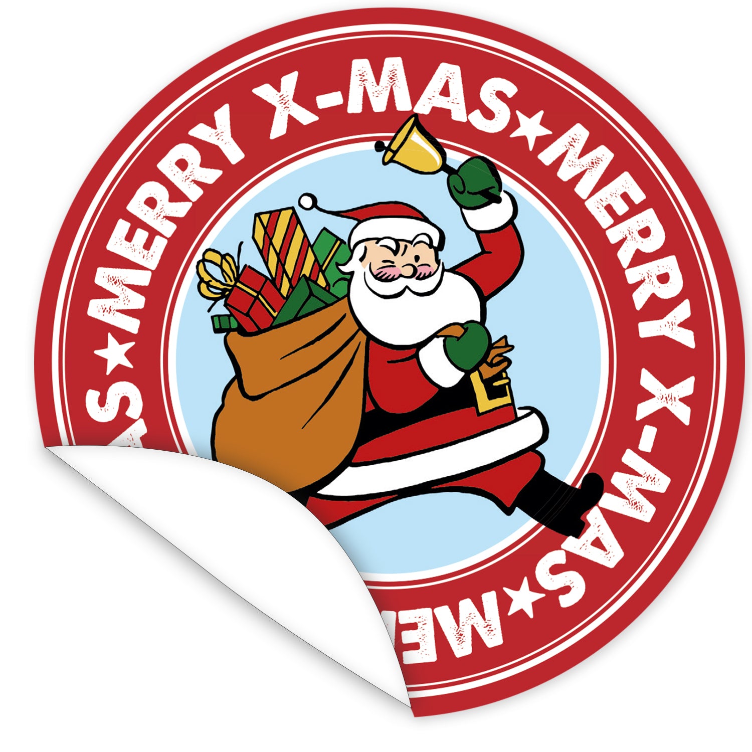 Aufkleber-Frohe-Weihnachten-Weihnachtsmann-rot-mit-Weihnachtsmann-Xmas