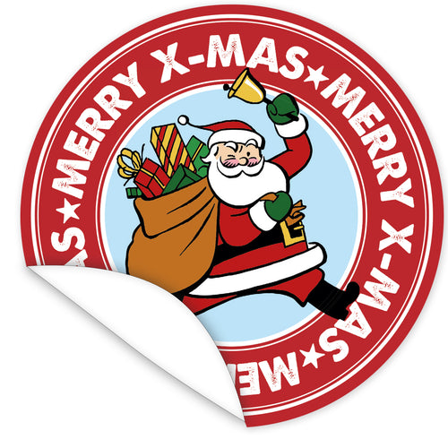 Aufkleber-Frohe-Weihnachten-Weihnachtsmann-rot-mit-Weihnachtsmann-Xmas