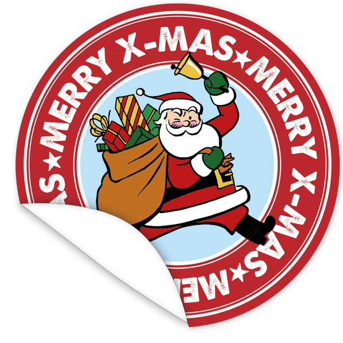 Aufkleber-Frohe-Weihnachten-Weihnachtsmann-rot-mit-Weihnachtsmann-Xmas
