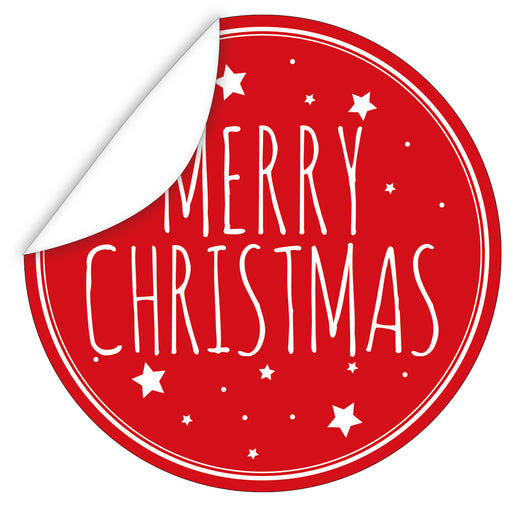 Aufkleber-Frohe-Weihnachten-Sterne-rot-weisse-Schrift-Sterne