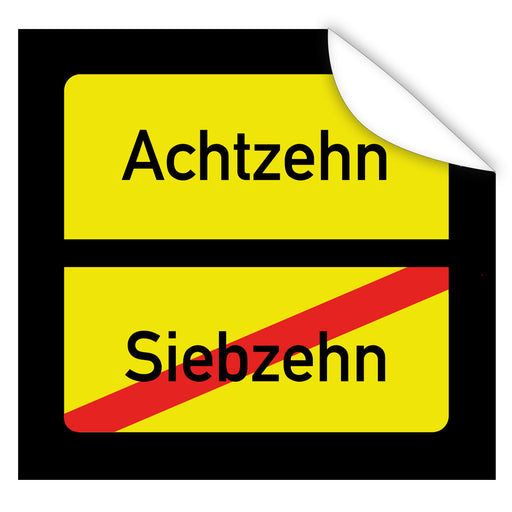 Aufkleber-Ortsschild-eckig-ausgeschrieben-18-Schwarz-gelb-Ortsschildoptik