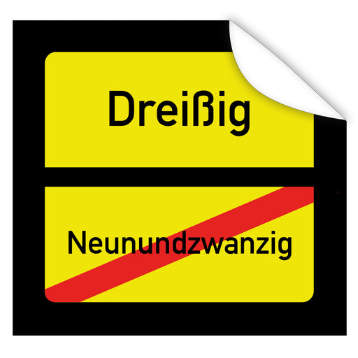 Aufkleber-Ortsschild-eckig-ausgeschrieben-30-Schwarz-gelb-Ortsschildoptik
