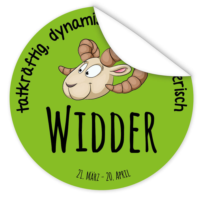 Aufkleber-Sternzeichen-Comic-Widder-Comic-Sternzeichenfigur