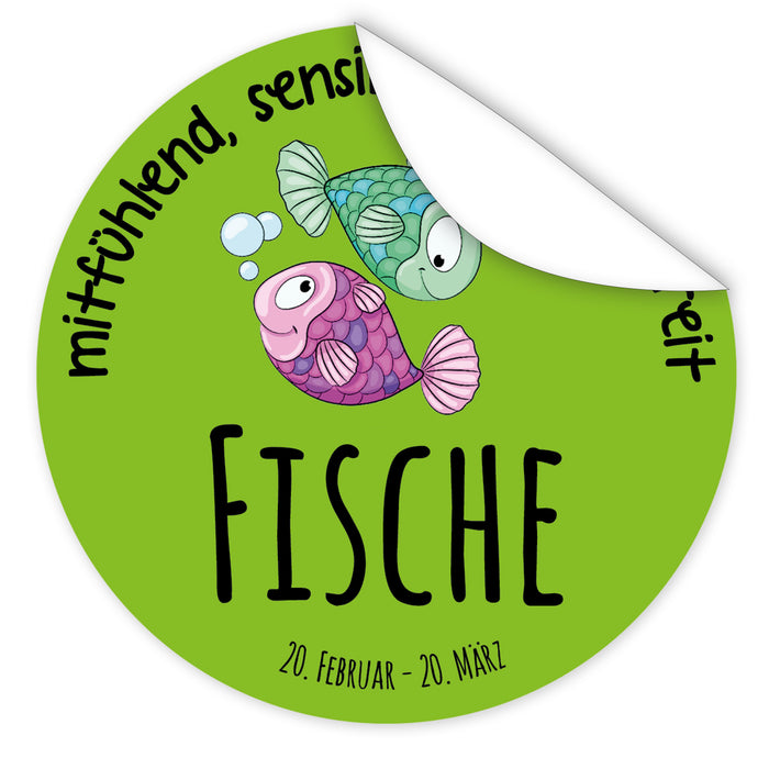 Aufkleber-Sternzeichen-Comic-Fische-Comic-Sternzeichenfigur